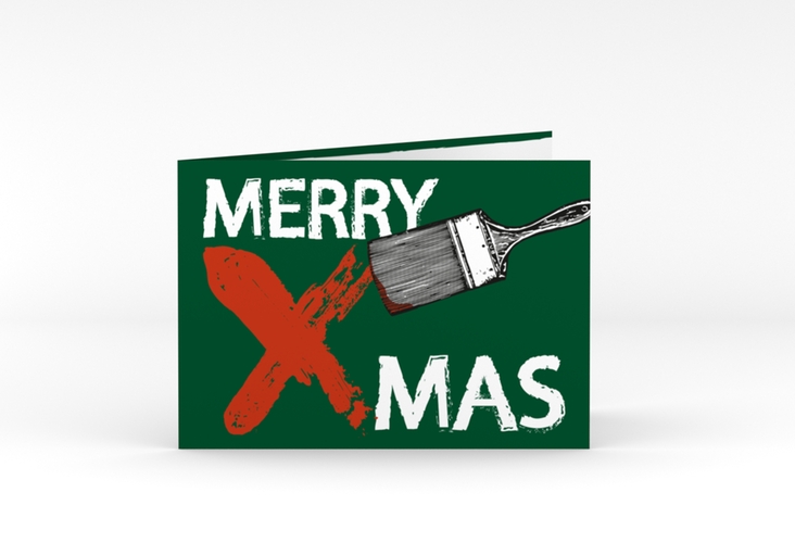 Geschäftliche Weihnachtskarte Pinsel A6 Klappkarte quer
