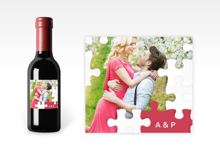 Piccoloetikett Hochzeit Puzzle Etikett Piccolo rot