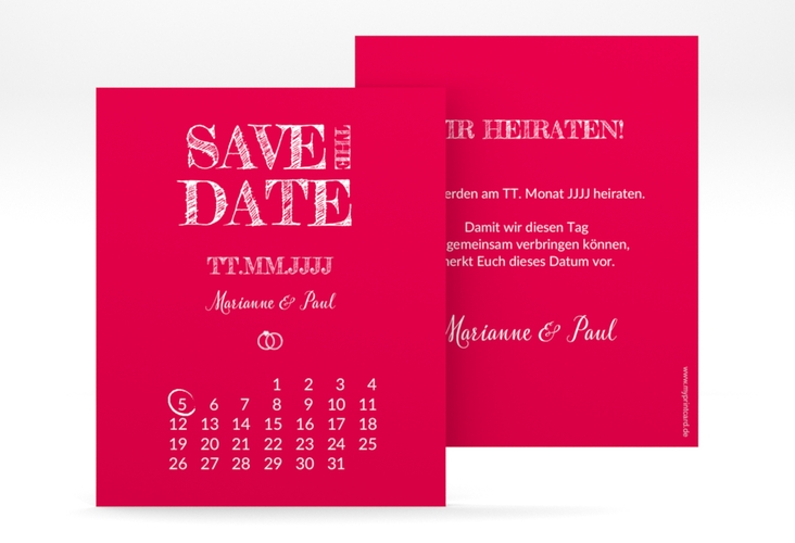 Save the Date-Kalenderblatt Rise Kalenderblatt-Karte pink