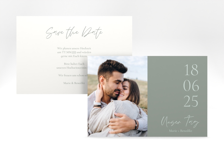 Save the Date-Karte Unser Tag A6 Karte quer mit Foto und großem Datum