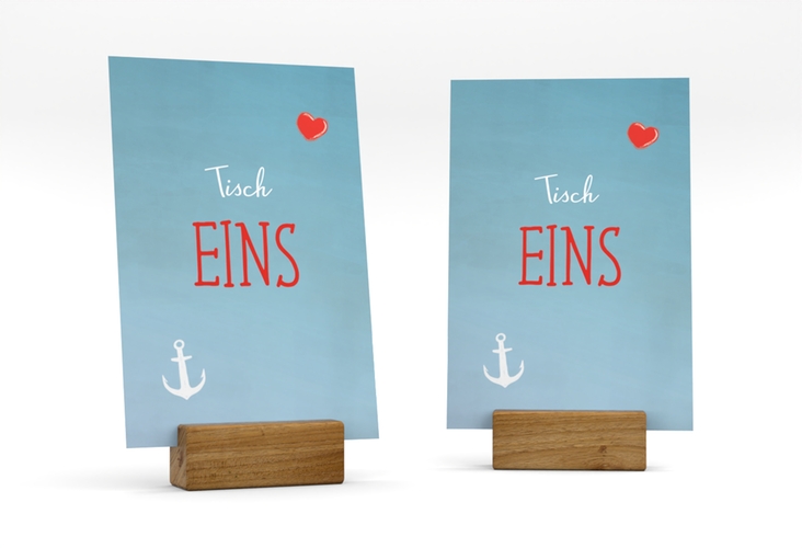 Tischnummer Hochzeit Ehehafen Tischaufsteller blau