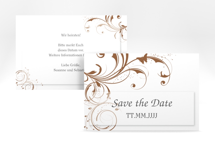 Save the Date-Karte Hochzeit "Palma" A6 Karte quer braun