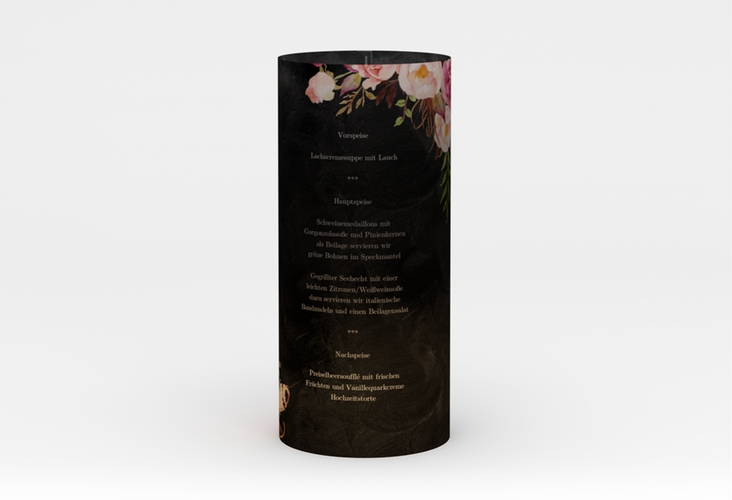 Windlicht Menü Hochzeit Flowers Windlicht schwarz hochglanz mit bunten Aquarell-Blumen