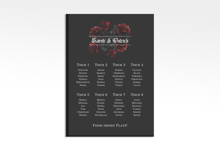 Sitzplan Leinwand Hochzeit Gothic Rose 50 x 70 cm Leinwand