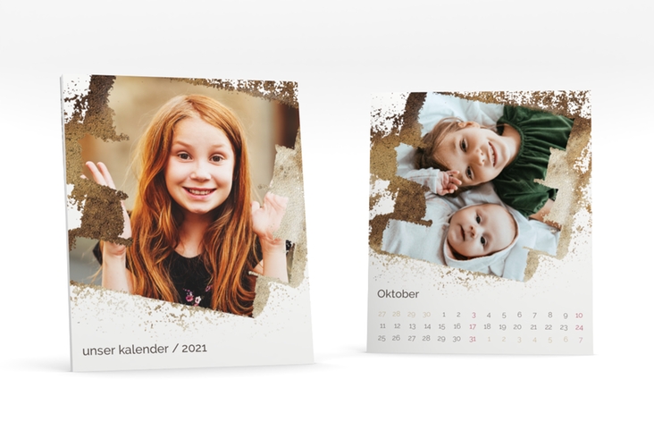 Foto-Tischkalender Goldig Kalenderblatt-Karte weiss hochglanz