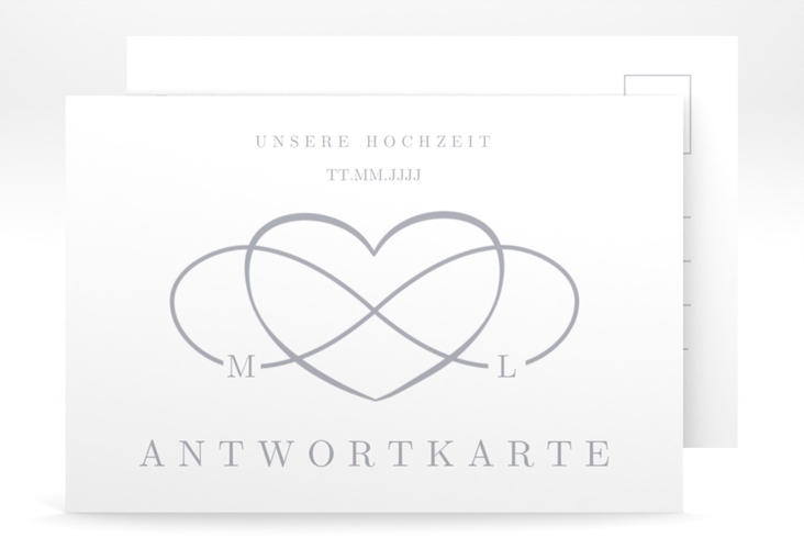 Antwortkarte Hochzeit Infinity A6 Postkarte grau