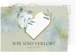 Verlobungskarte Hochzeit Amore A6 Postkarte gruen