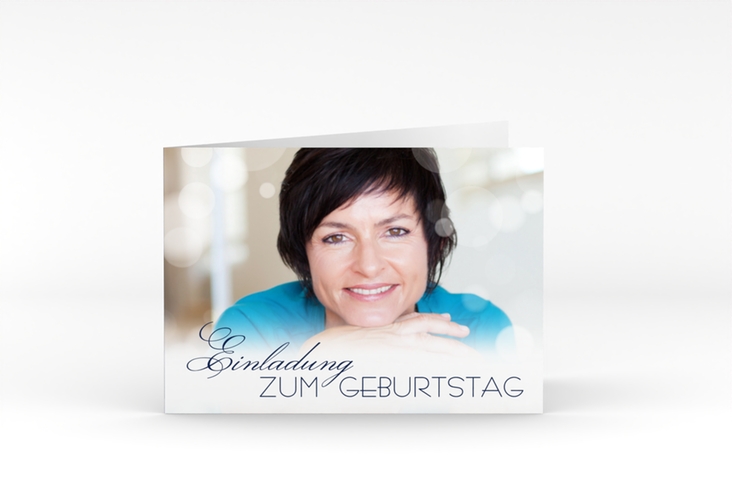 Einladung 50. Geburtstag Luminous A6 Klappkarte quer
