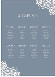 Klick: Details zu Sitzplan Leinwand Hochzeit "Vintage" anzeigen Sitzplan Leinwand Hochzeit Vintage 50 x 70 cm Leinwand blau mit floraler Spitze