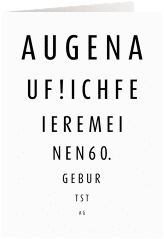 Einladung 60. Geburtstag Sehtest A6 Klappkarte hoch weiss