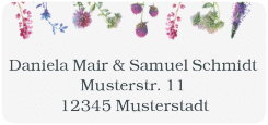 Klick: Details zu Absenderetikett Hochzeit "Wildblumen" anzeigen Absenderetikett Hochzeit "Wildblumen" 45,7 x 21,2 mm weiss