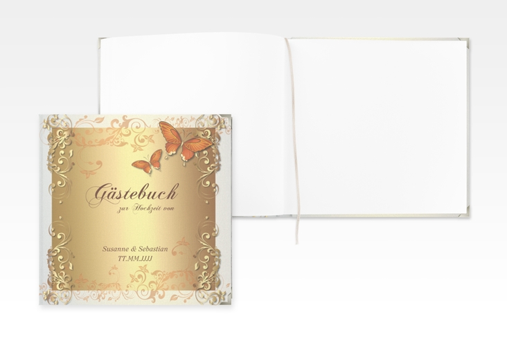 Gästebuch Selection Hochzeit Toulouse Leinen-Hardcover orange mit Schmetterlingen und Schnörkeln
