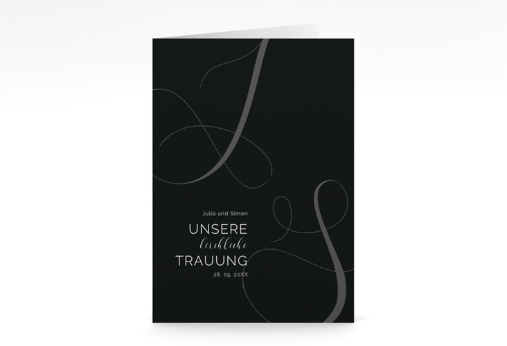 Kirchenheft Hochzeit Eheschließung A5 Klappkarte hoch schwarz hochglanz