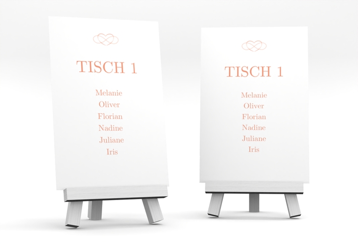 Tischaufsteller Hochzeit Infinity Tischaufsteller apricot