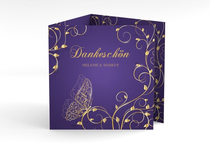 Dankeskarte Hochzeit Eternity quadr. Doppel-Klappkarte lila