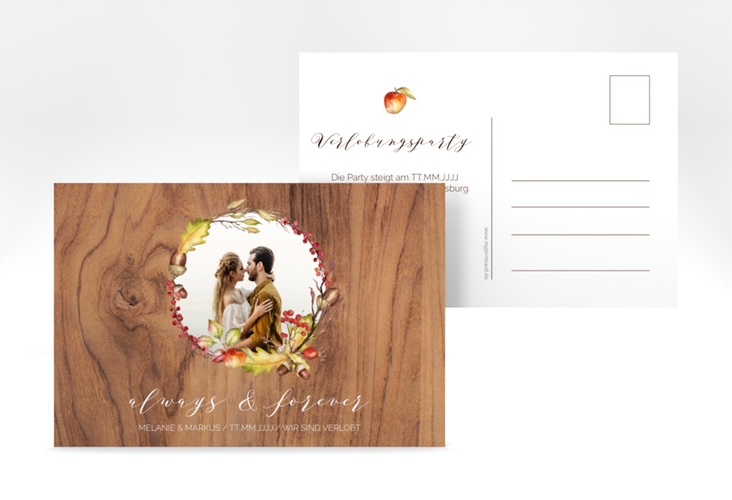 Verlobungskarte Hochzeit Herbstlich A6 Postkarte braun