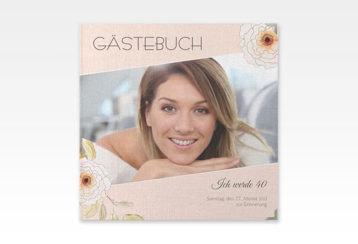 Gästebuch Selection Geburtstag Fleur Leinen-Hardcover apricot