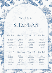 Sitzplan Poster Hochzeit "Blue Floral"