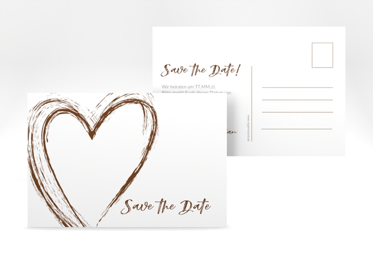 Save the Date-Postkarte Liebe A6 Postkarte braun