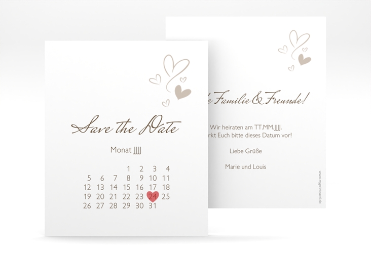 Save the Date-Kalenderblatt Purity Kalenderblatt-Karte weiss