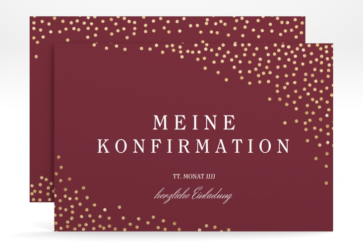 Einladung Konfirmation Glossy A6 Karte quer rot hochglanz