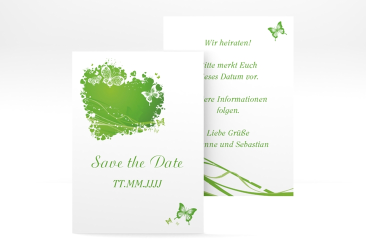 Save the Date-Visitenkarte Mailand Visitenkarte hoch gruen