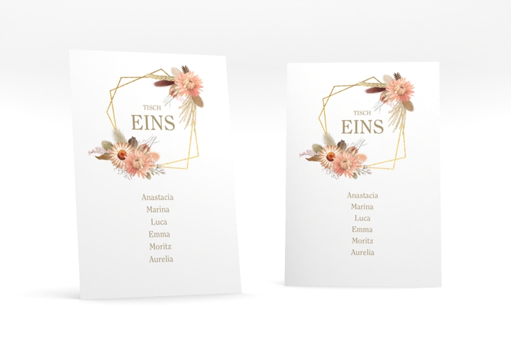 Tischaufsteller Hochzeit Strohblume Tischaufsteller