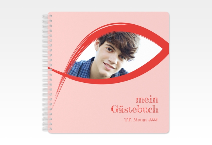 Gästebuch Konfirmation Frieden Ringbindung rot