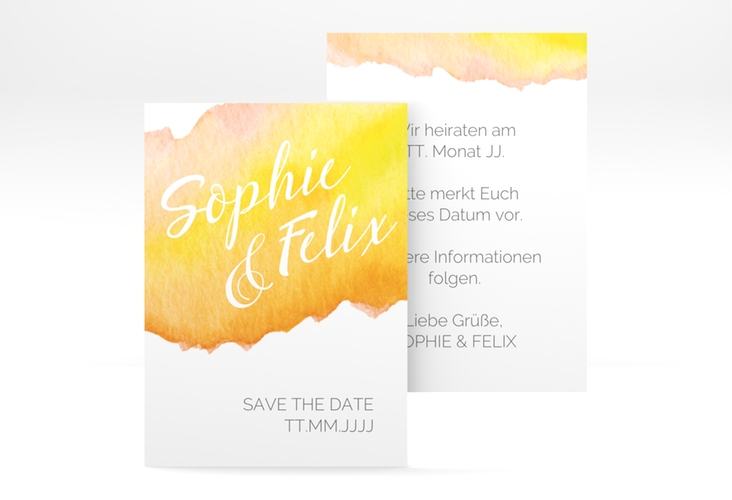 Save the Date-Visitenkarte Aquarella Visitenkarte hoch gelb