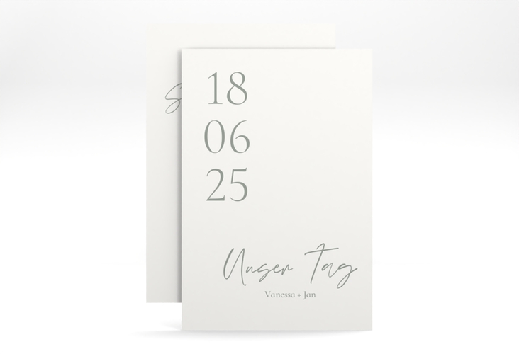 Save the Date-Karte Day A6 Karte hoch weiss hochglanz mit Datum im minimalistischen Design