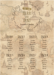 Klick: Details zu Sitzplan Poster Hochzeit "Zwei Ringe" anzeigen Sitzplan Poster Hochzeit Zwei Ringe 50 x 70 cm Poster beige mit Eheringen und Fantasy-Landkarte