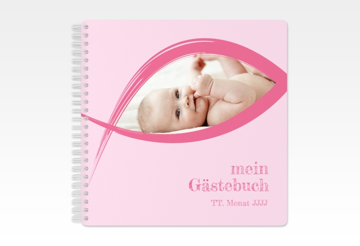 Gästebuch Taufe Mercy Ringbindung rosa