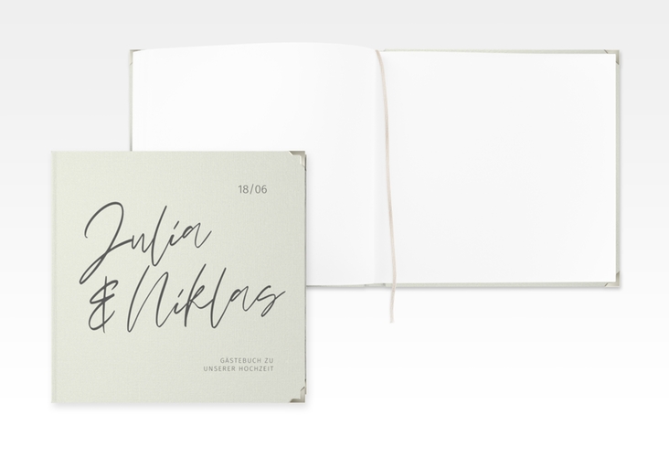 Gästebuch Selection Hochzeit Einfachheit Leinen-Hardcover mint mit modernem Schriftzug