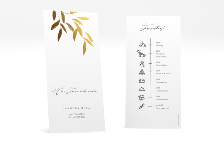Tagesablauf Hochzeit Demure lange Karte hoch