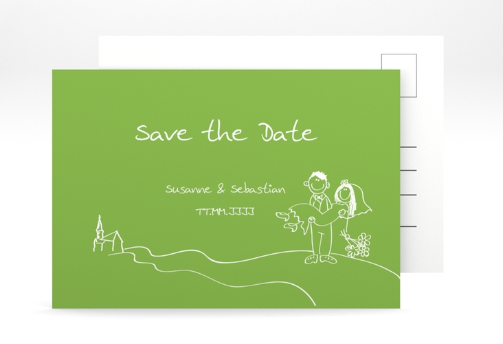 Save the Date-Postkarte Pisa A6 Postkarte gruen