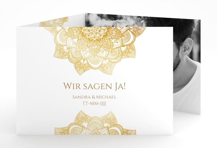 Hochzeitseinladung Delight A6 Doppel-Klappkarte gold
