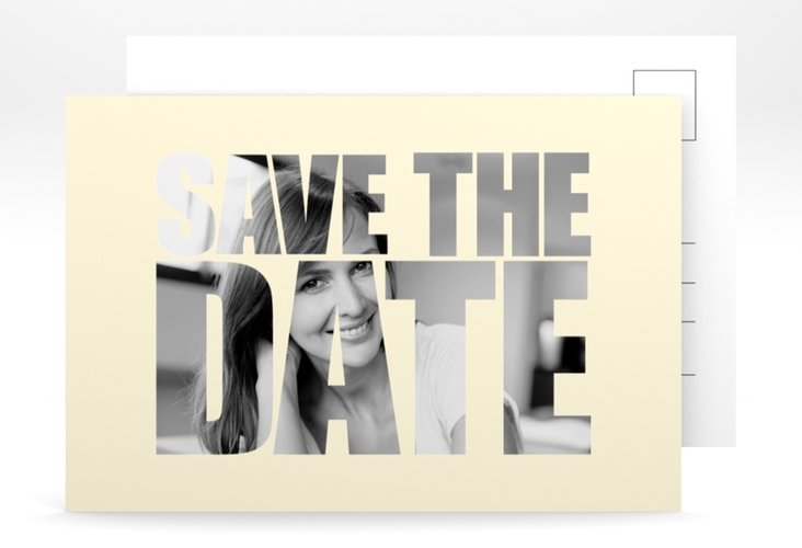 Save the Date-Postkarte Geburtstag Jahreszahl A6 Postkarte beige hochglanz