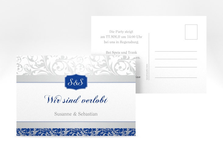 Verlobungskarte Hochzeit Latina A6 Postkarte blau