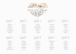 Klick: Details zu Sitzplan Poster Hochzeit "Wildblumenherz" anzeigen Sitzplan Poster Hochzeit Wildblumenherz 70 x 50 cm Poster bunt