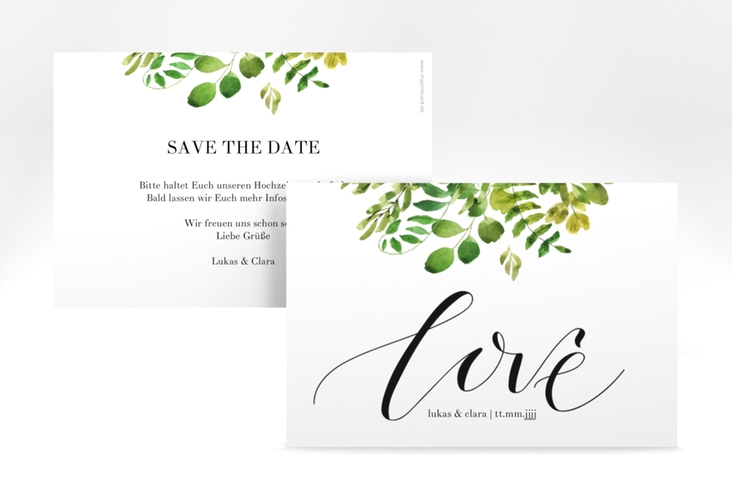 Save the Date-Karte Botany A6 Karte quer weiss hochglanz