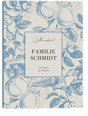 Klick: Details zu Stammbuch A5 "Toile" anzeigen Stammbuch A5 Toile Stammbuch A5 blau mit Blättermuster im Toile-de-Jouy-Stil