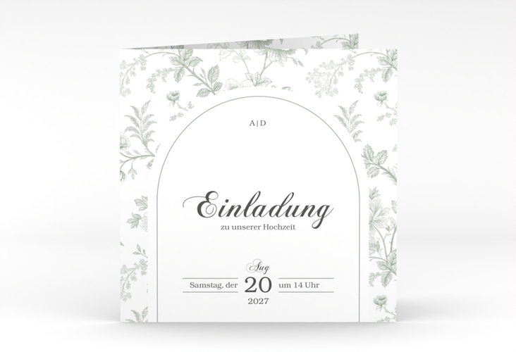Hochzeitseinladung Très Chic quadr. Klappkarte gruen