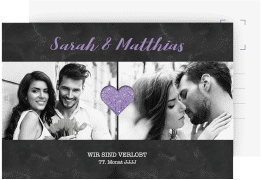 Klick: Details zu Verlobungskarte Hochzeit "Sparkly" anzeigen Verlobungskarte Hochzeit Sparkly A6 Postkarte lila