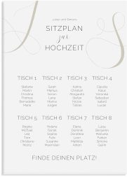 Sitzplan Leinwand Hochzeit Eheschließung 50 x 70 cm Leinwand weiss