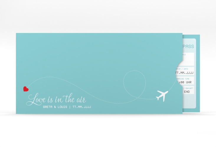 Hochzeitseinladung Weddingpass Einsteckkarte blau hochglanz