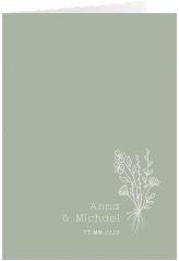 Klick: Details zu Einladungskarte Hochzeit "Zarte Wildblumen" anzeigen Einladungskarte Hochzeit Zarte Wildblumen A6 Klappkarte hoch gruen