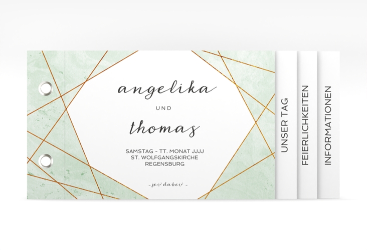 Hochzeitseinladung Asymmetry Booklet gruen