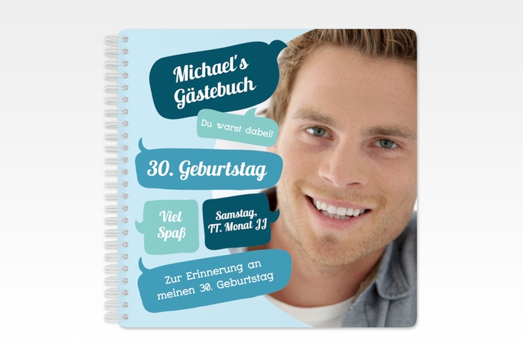 Gästebuch Geburtstag Whatsup Ringbindung blau