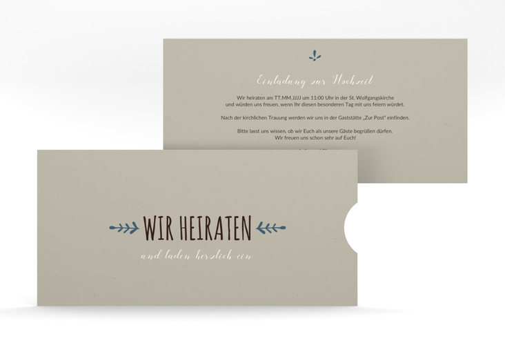 Hochzeitseinladung Eden Einsteckkarte blau