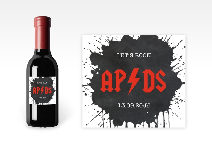 Piccoloetikett Hochzeit Hardrock Etikett Piccolo schwarz für Rockband-Fans